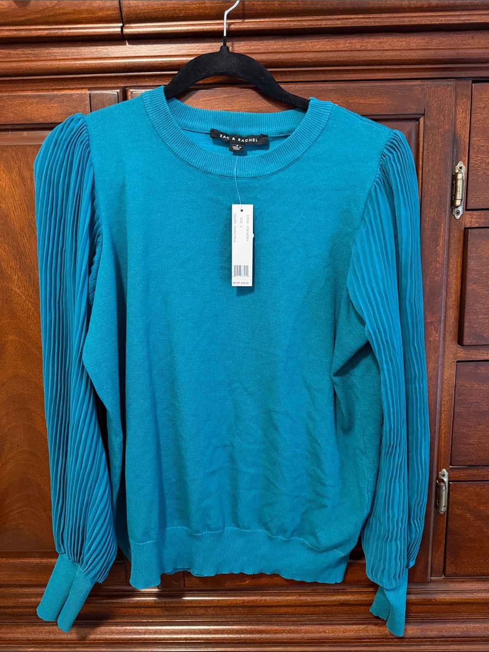 NWT Zac & Rachel blue green long sleeve top size small